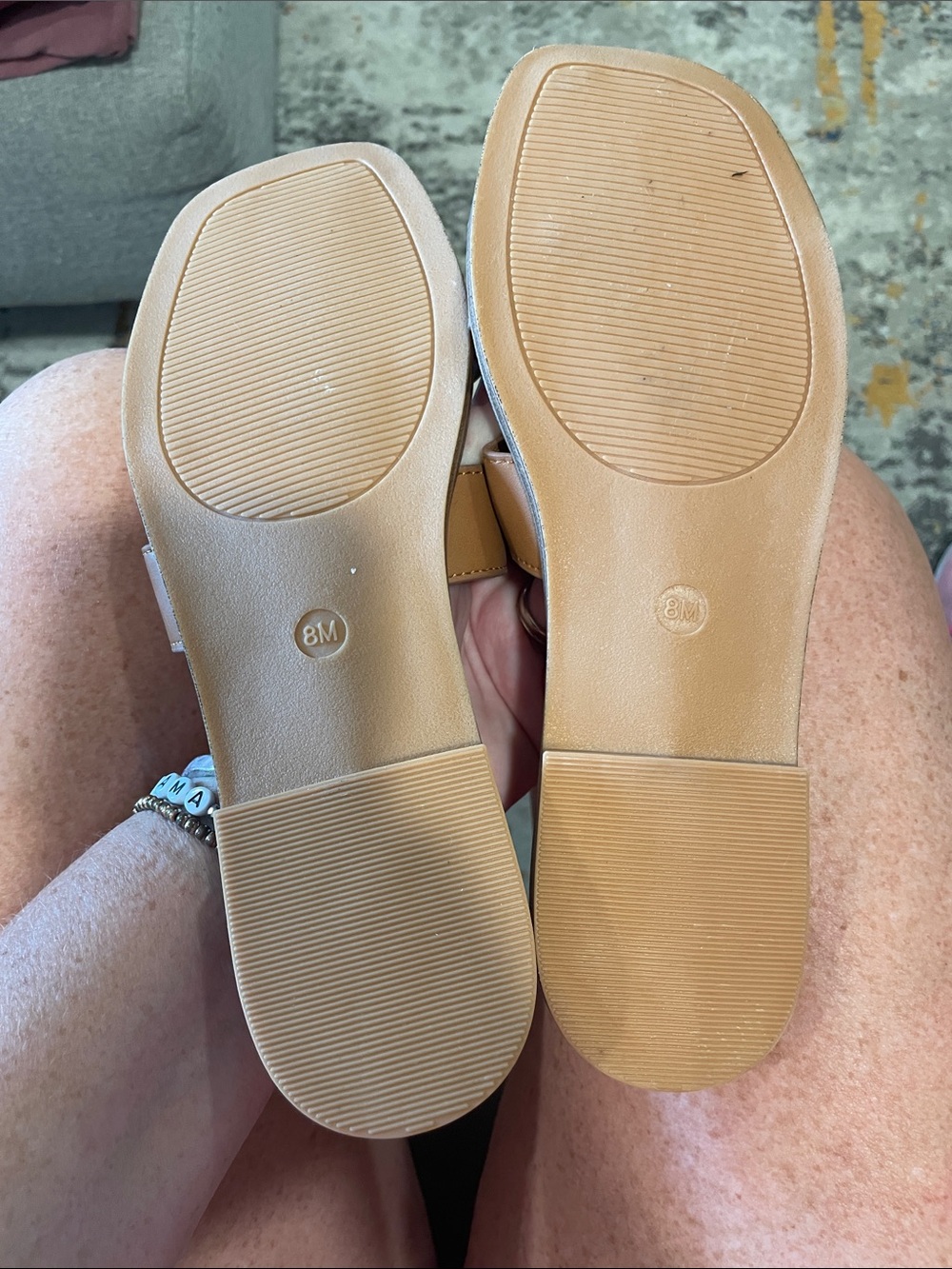 Women’s Cognac Slide Sandals with Cutout Strap - Picture 2 of 5